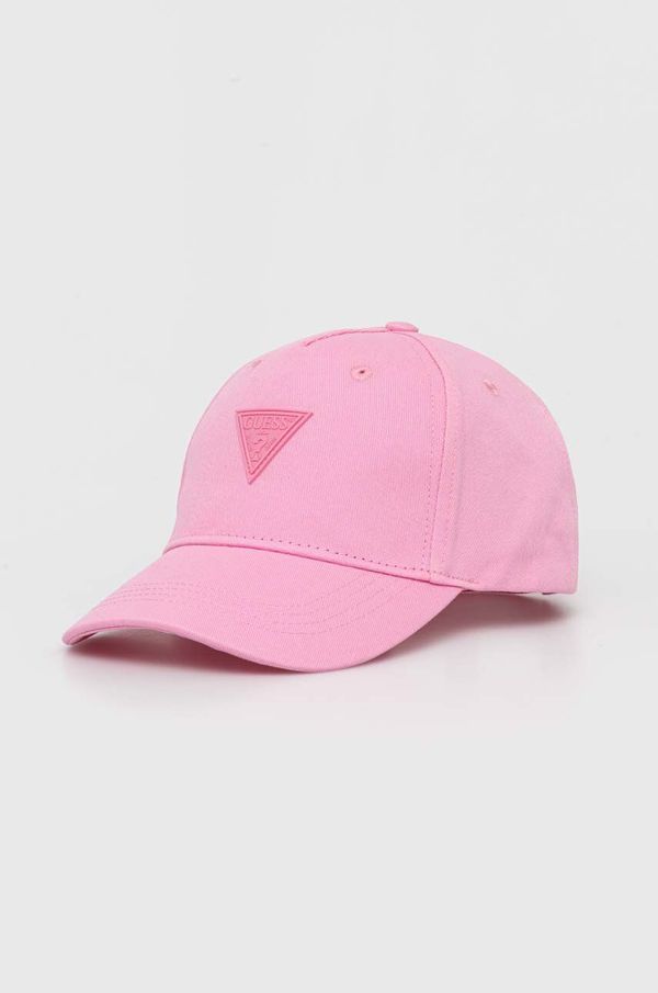 Guess Otroška bombažna bejzbolska kapa Guess roza barva