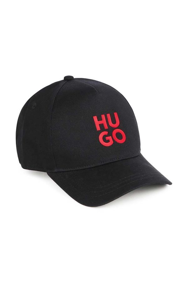 Hugo Otroška bombažna bejzbolska kapa HUGO črna barva