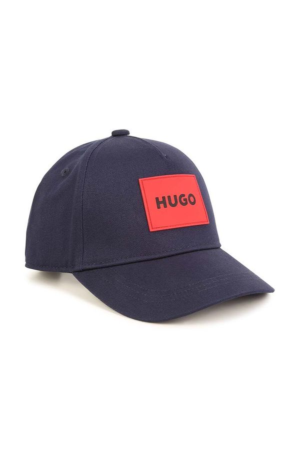 Hugo Otroška bombažna bejzbolska kapa HUGO mornarsko modra barva