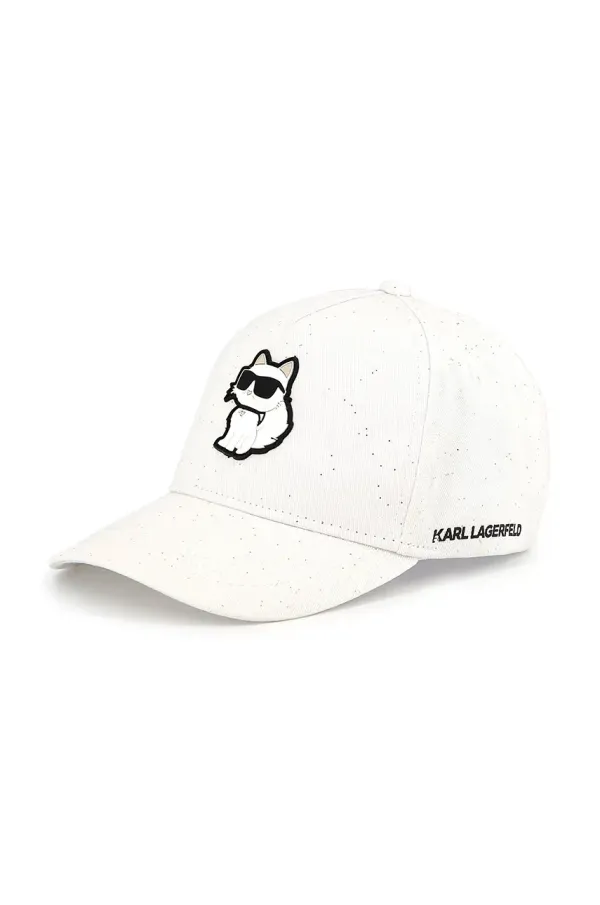 Karl Lagerfeld Otroška bombažna bejzbolska kapa Karl Lagerfeld bela barva, Z30386