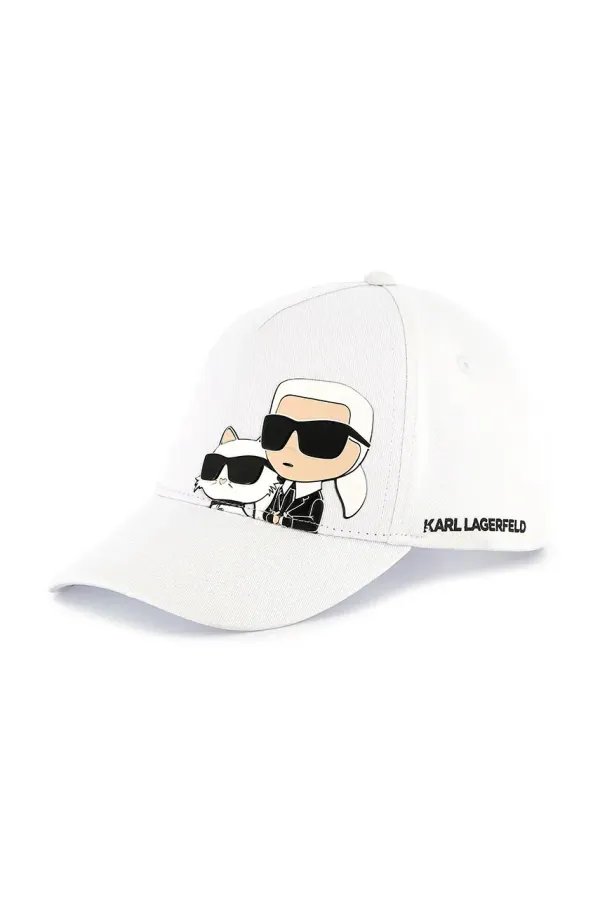 Karl Lagerfeld Otroška bombažna bejzbolska kapa Karl Lagerfeld bela barva, Z30393