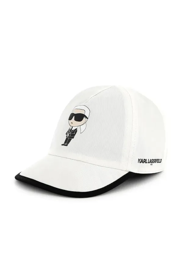 Karl Lagerfeld Otroška bombažna bejzbolska kapa Karl Lagerfeld bela barva, Z30574