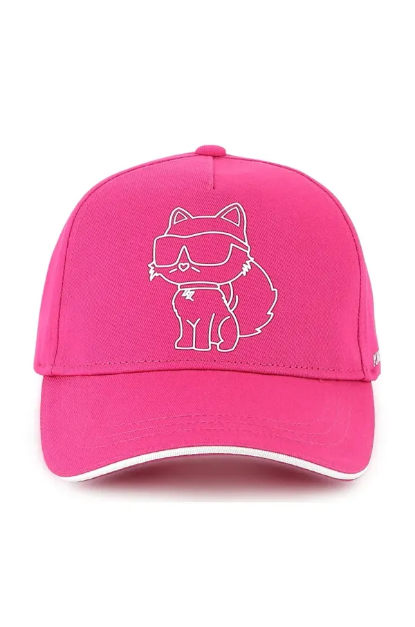 Karl Lagerfeld Otroška bombažna bejzbolska kapa Karl Lagerfeld roza barva, Z30389