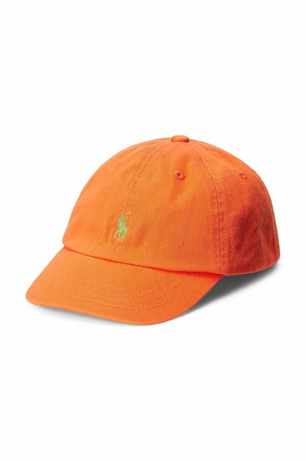 Polo Ralph Lauren Otroška bombažna bejzbolska kapa Polo Ralph Lauren oranžna barva