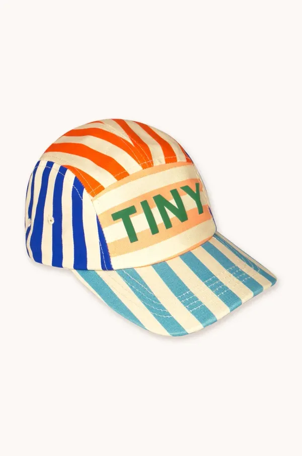 Tinycottons Otroška bombažna bejzbolska kapa Tinycottons STRIPED CAP bež barva, SS25-425