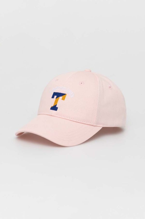 Tommy Hilfiger Otroška bombažna bejzbolska kapa Tommy Hilfiger roza barva