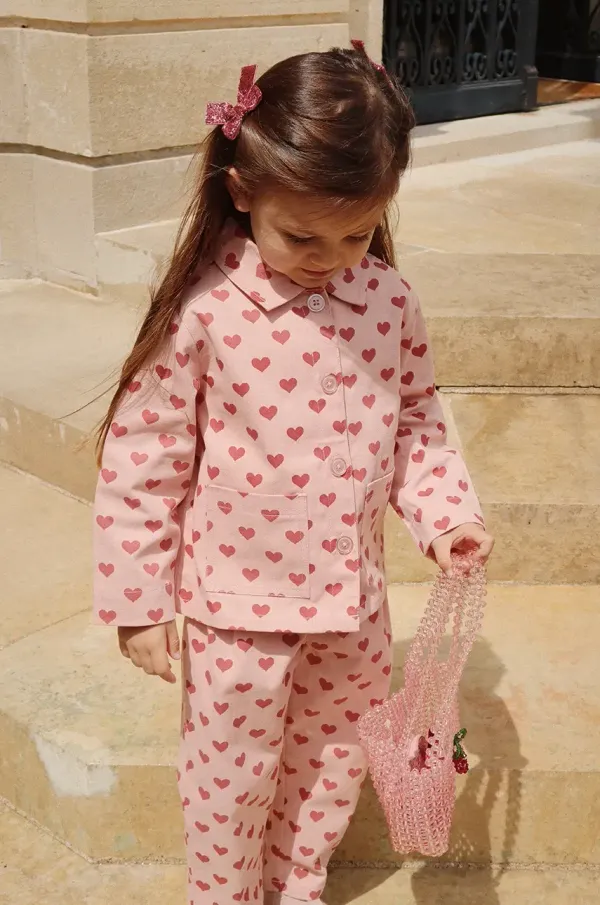 Konges Sløjd Otroška bombažna jakna Konges Sløjd FEN SHIRT JACKET GOTS roza barva, KS102278