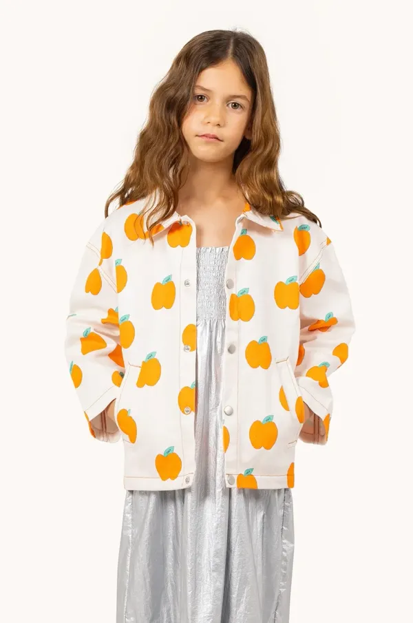 Tinycottons Otroška bombažna jakna Tinycottons APPLES JACKET bež barva, SS25-214