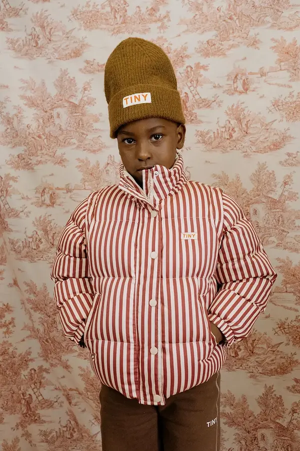 Tinycottons Otroška bombažna jakna Tinycottons STRIPES SHORT PADDED JACKET