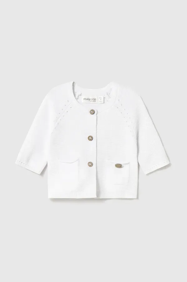 Mayoral Newborn Otroška bombažna jopica Mayoral Newborn bela barva, 1307