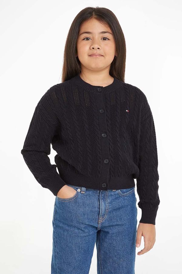 Tommy Hilfiger Otroška bombažna jopica Tommy Hilfiger mornarsko modra barva, KG0KG08076