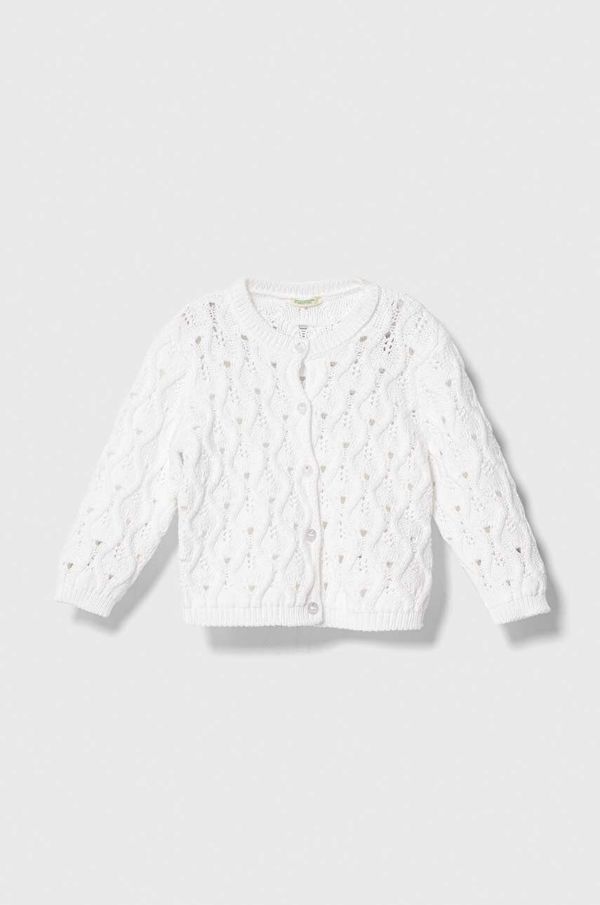 United Colors of Benetton Otroška bombažna jopica United Colors of Benetton bela barva