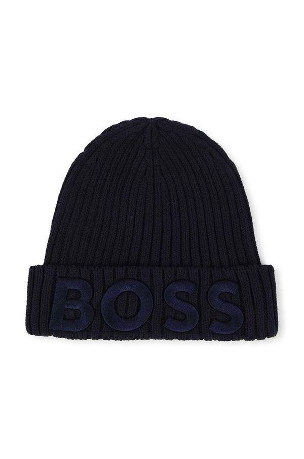 Boss Otroška bombažna kapa BOSS mornarsko modra barva