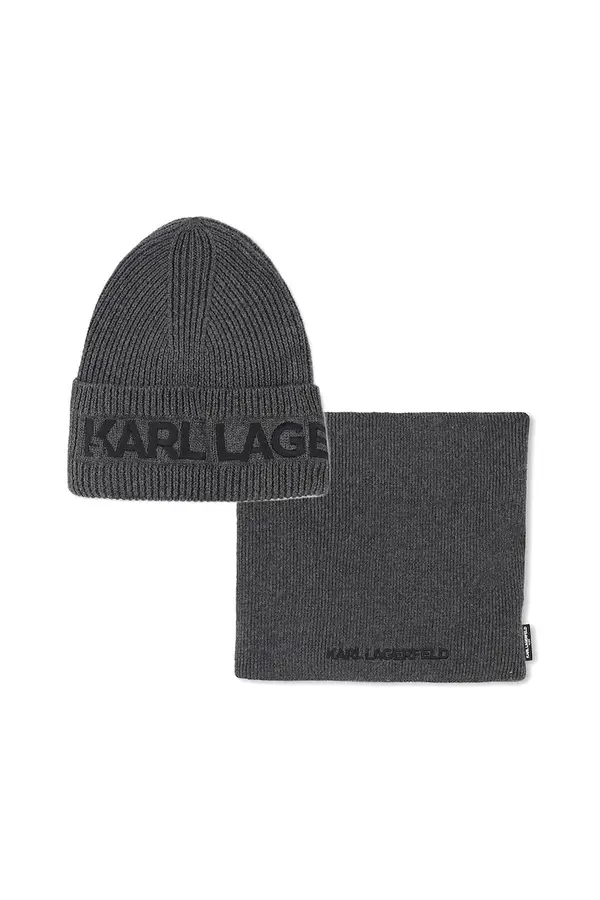 Karl Lagerfeld Otroška bombažna kapa in šal Karl Lagerfeld