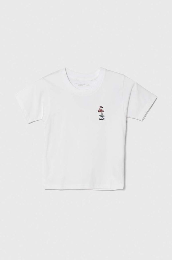 Abercrombie & Fitch Otroška bombažna kratka majica Abercrombie & Fitch bela barva