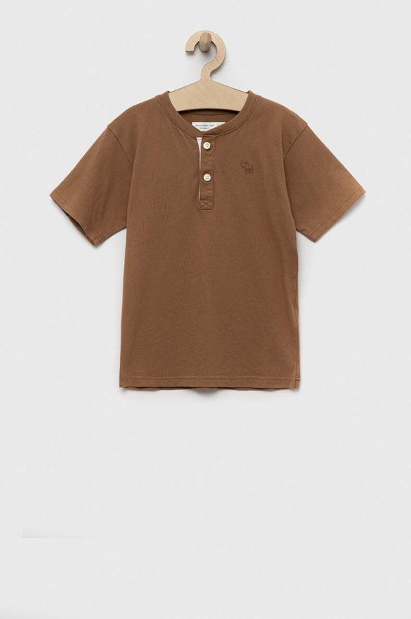 Abercrombie & Fitch Otroška bombažna kratka majica Abercrombie & Fitch rjava barva