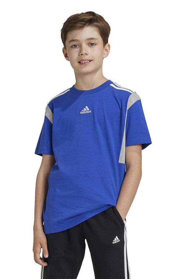 adidas Otroška bombažna kratka majica adidas B T CB mornarsko modra barva, JH1080