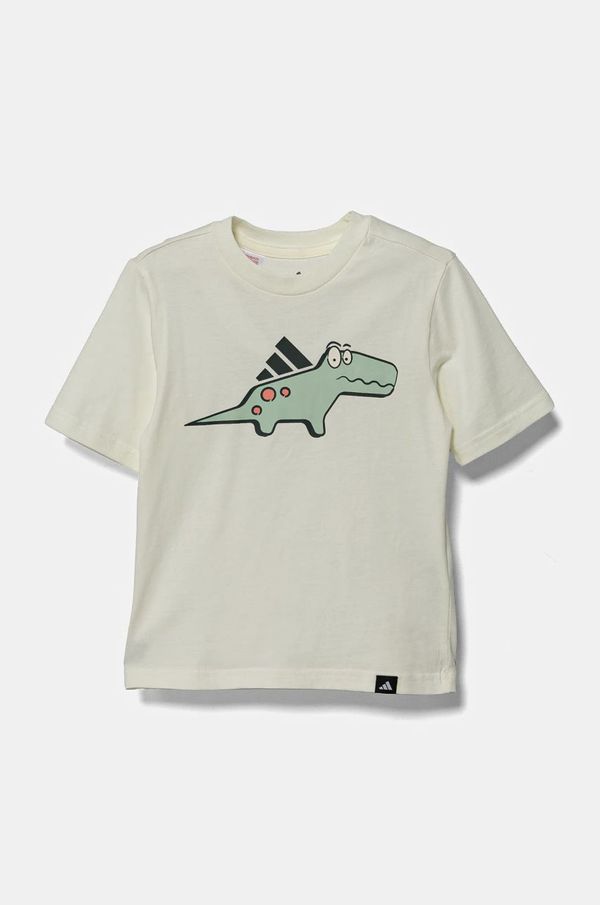 adidas Otroška bombažna kratka majica adidas bež barva, JD3437