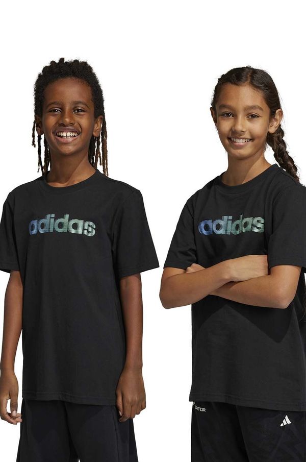 adidas Otroška bombažna kratka majica adidas črna barva