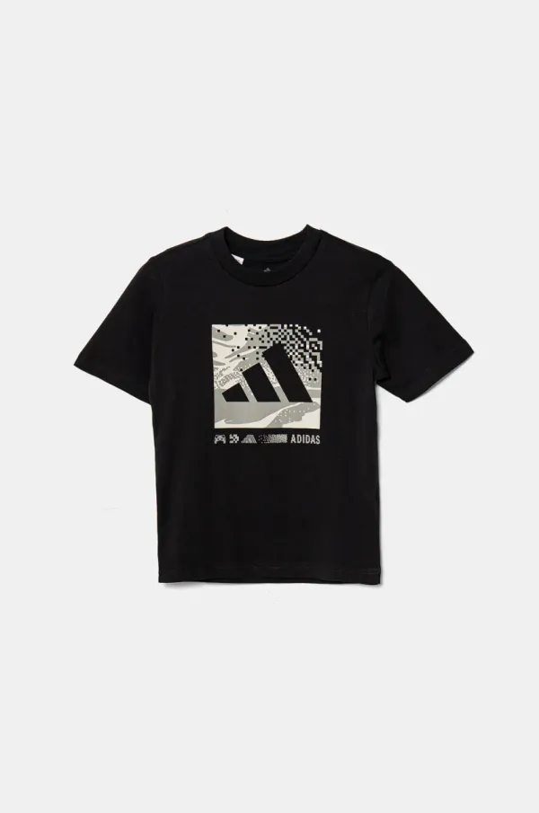 adidas Otroška bombažna kratka majica adidas črna barva, JD4643