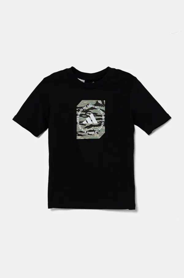 adidas Otroška bombažna kratka majica adidas črna barva, JM8234