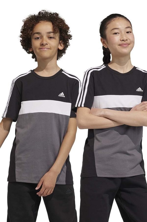 adidas Otroška bombažna kratka majica adidas črna barva