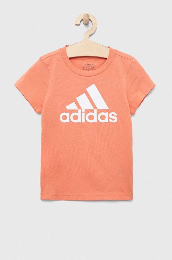 adidas Otroška bombažna kratka majica adidas G BL oranžna barva