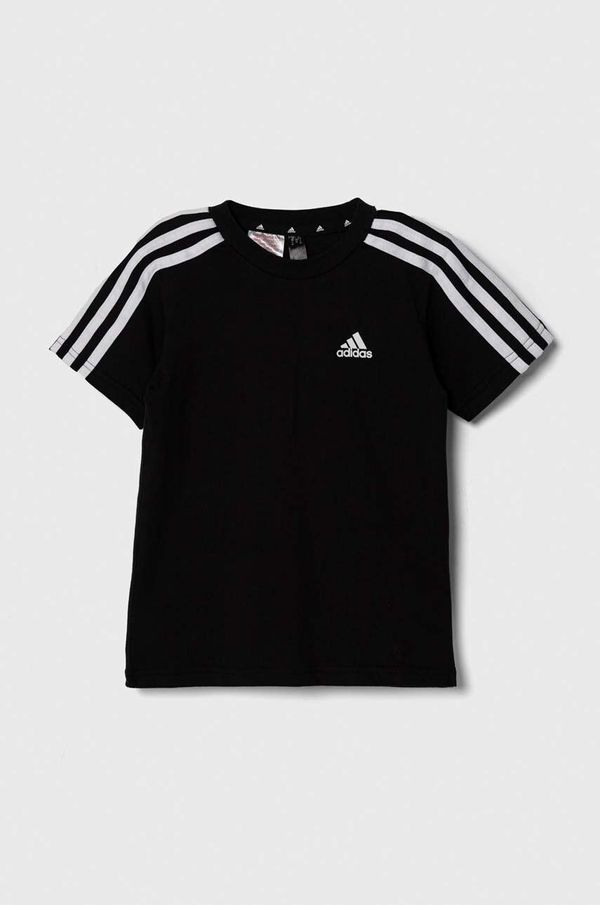 adidas Otroška bombažna kratka majica adidas LK 3S CO črna barva