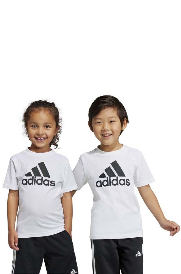 adidas Otroška bombažna kratka majica adidas LK BL CO bela barva