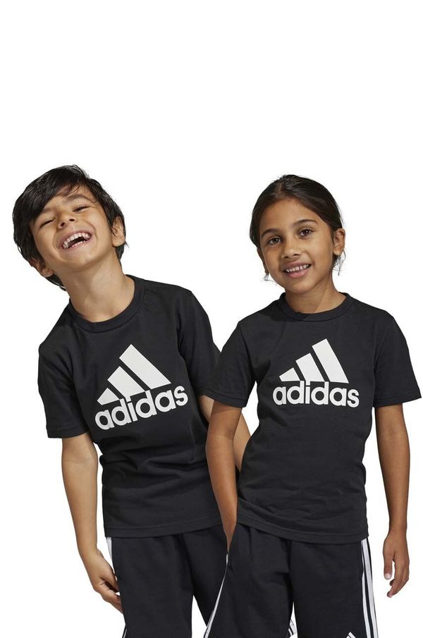 adidas Otroška bombažna kratka majica adidas LK BL CO črna barva