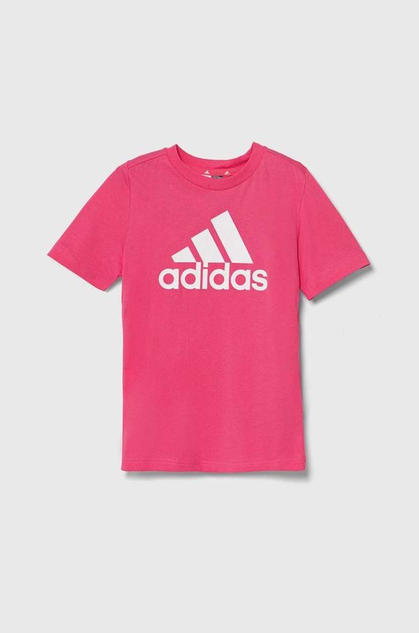 adidas Otroška bombažna kratka majica adidas LK BL CO TEE roza barva, IX7329