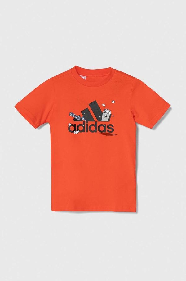 adidas Otroška bombažna kratka majica adidas oranžna barva