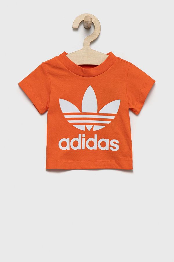adidas Originals Otroška bombažna kratka majica adidas Originals oranžna barva