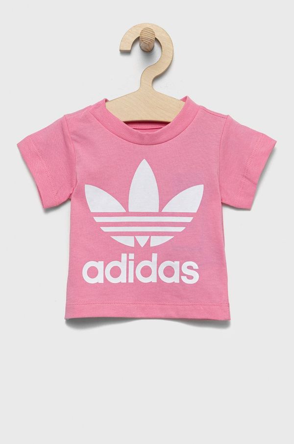adidas Originals Otroška bombažna kratka majica adidas Originals roza barva