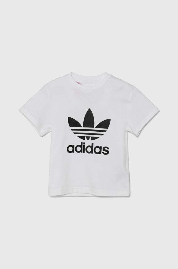 adidas Originals Otroška bombažna kratka majica adidas Originals TREFOIL TEE bela barva, JE0518