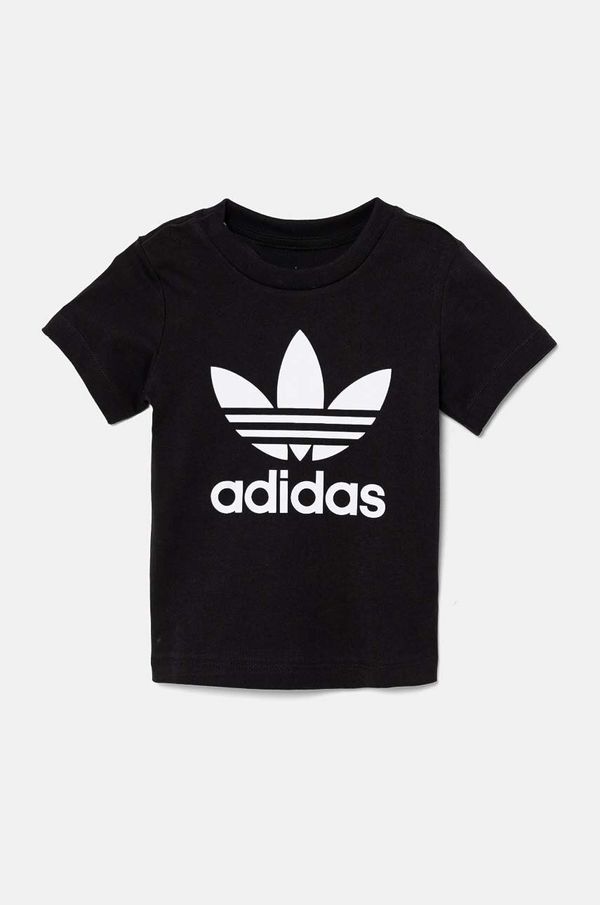 adidas Originals Otroška bombažna kratka majica adidas Originals TREFOIL TEE črna barva, IX5113