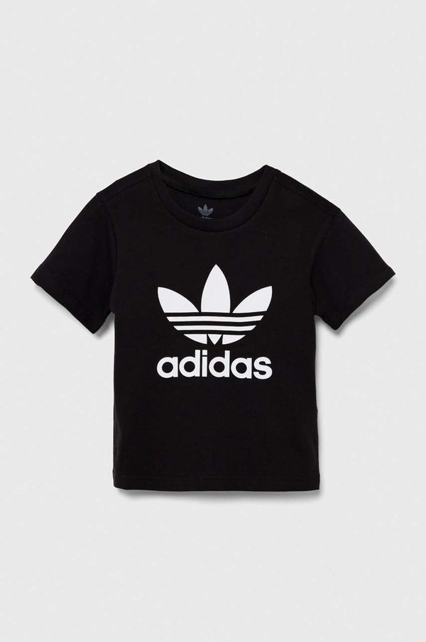 adidas Originals Otroška bombažna kratka majica adidas Originals TREFOIL TEE črna barva, IY2385