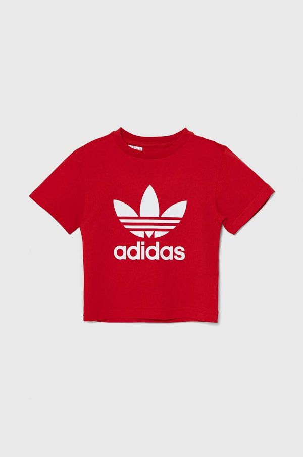 adidas Originals Otroška bombažna kratka majica adidas Originals TREFOIL TEE rdeča barva, IY2387