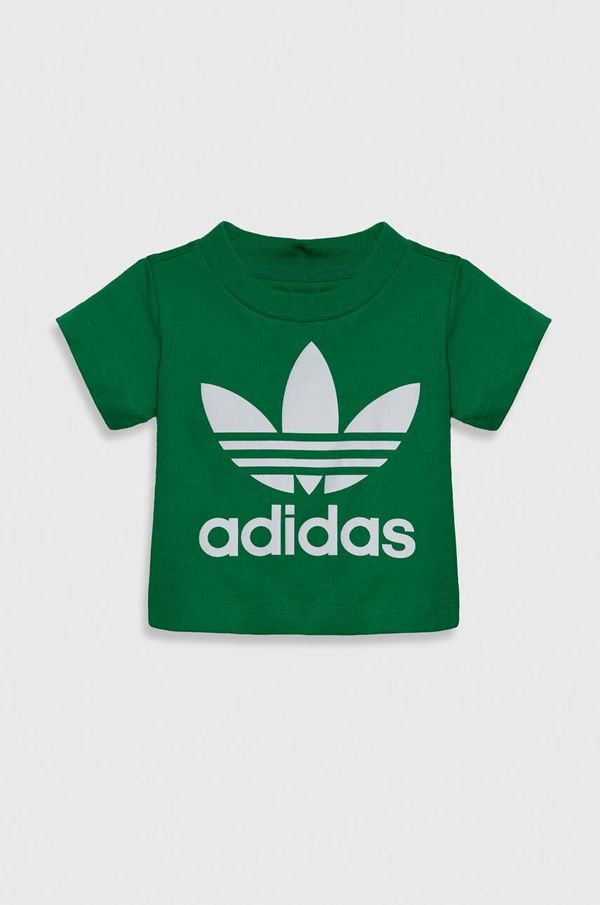 adidas Originals Otroška bombažna kratka majica adidas Originals TREFOIL TEE zelena barva