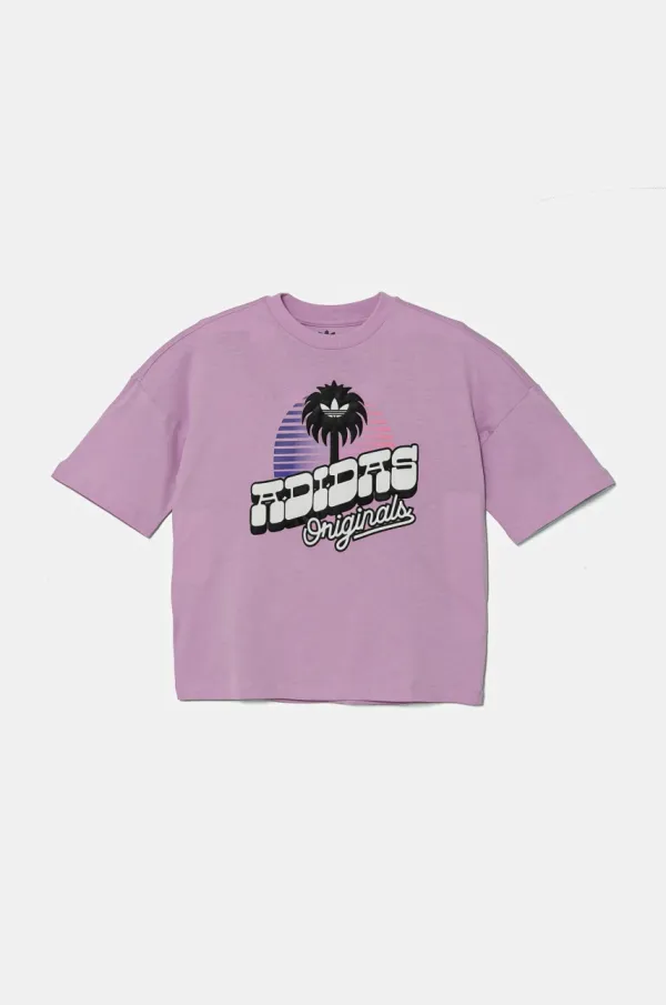 adidas Originals Otroška bombažna kratka majica adidas Originals vijolična barva, JD0372