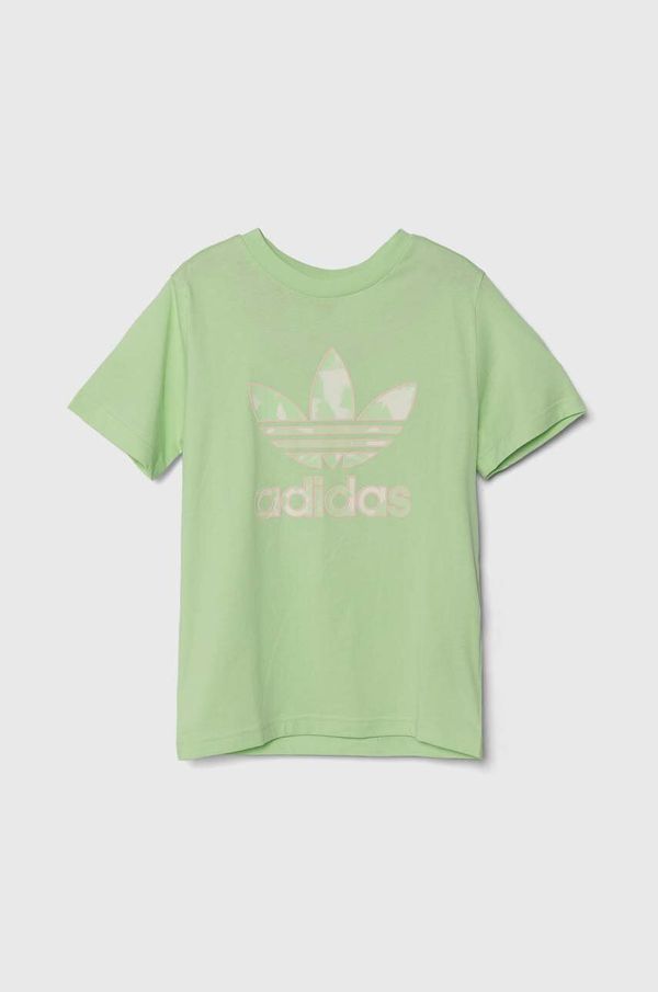 adidas Originals Otroška bombažna kratka majica adidas Originals zelena barva