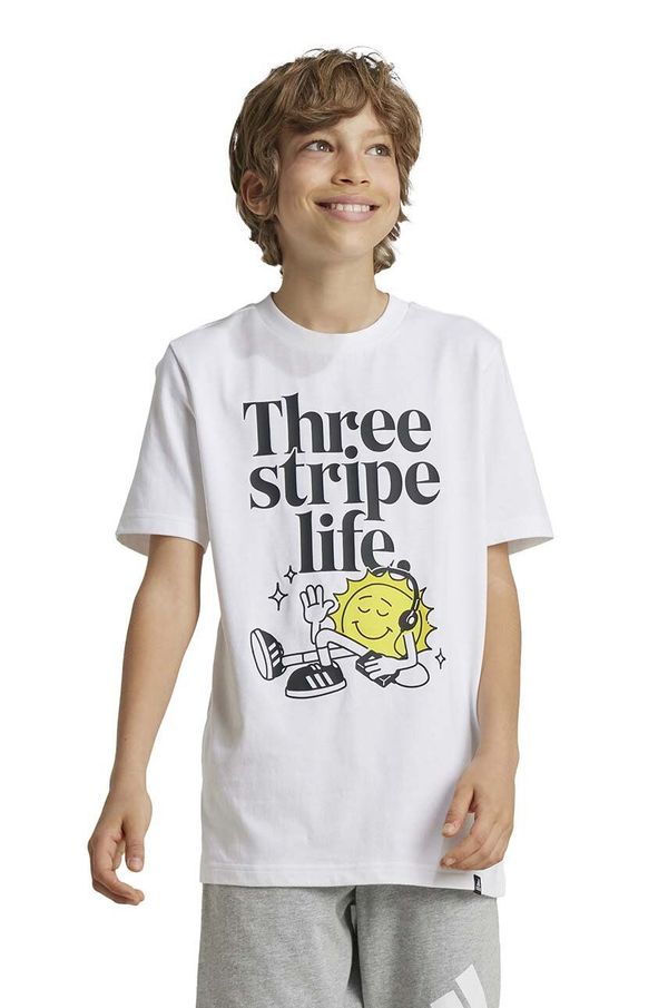 adidas Otroška bombažna kratka majica adidas POS TABLE bela barva, IW2477