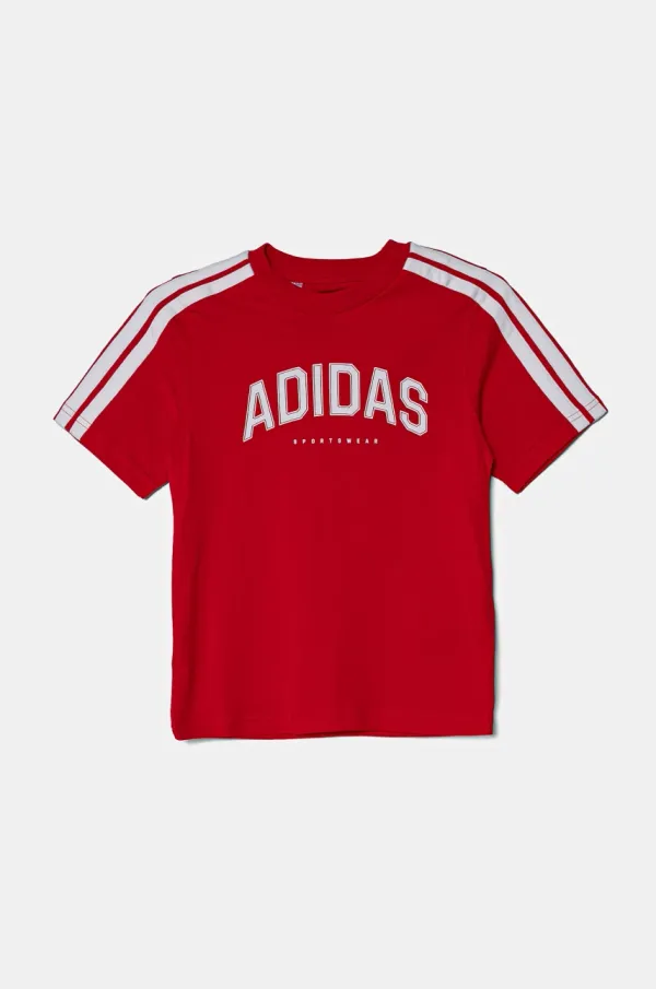 adidas Otroška bombažna kratka majica adidas rdeča barva, JI6673