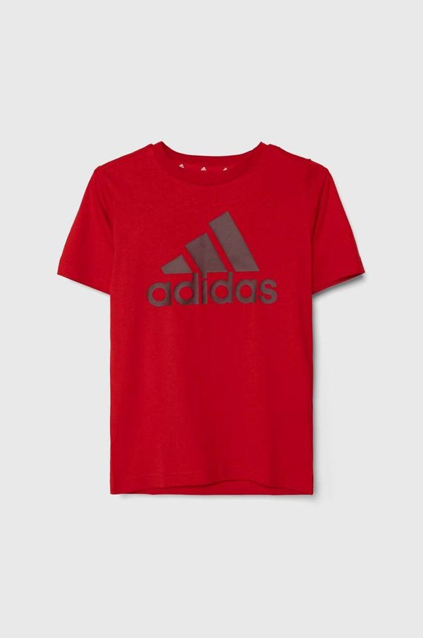 adidas Otroška bombažna kratka majica adidas rdeča barva