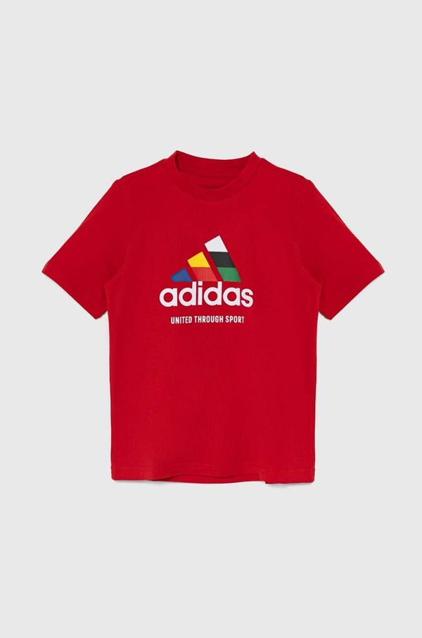 adidas Otroška bombažna kratka majica adidas TIRO NATIONS T rdeča barva, IY8127