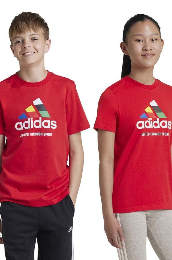 adidas Otroška bombažna kratka majica adidas TIRO NATIONS T rdeča barva, IY8127