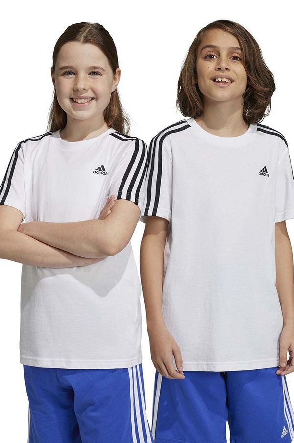 adidas Otroška bombažna kratka majica adidas U 3S bela barva