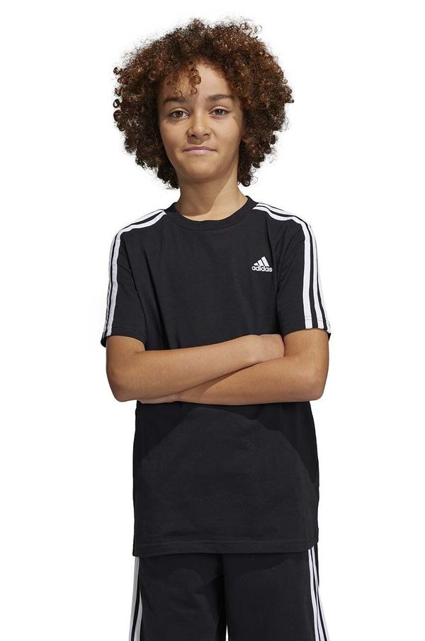 adidas Otroška bombažna kratka majica adidas U 3S črna barva