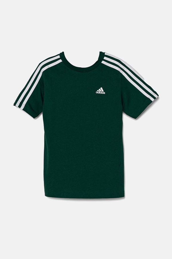 adidas Otroška bombažna kratka majica adidas U 3S TEE zelena barva, JF8744