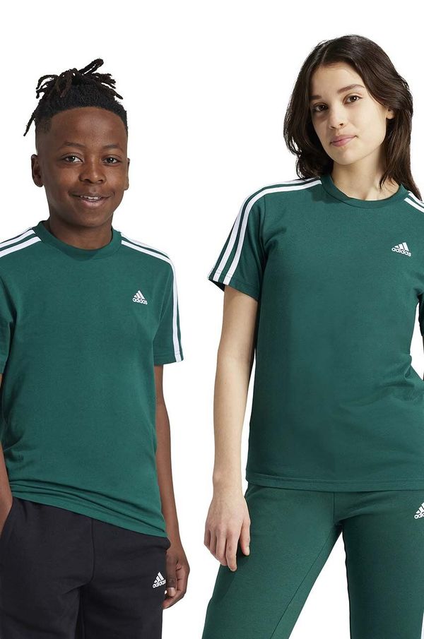 adidas Otroška bombažna kratka majica adidas U 3S TEE zelena barva, JF8744